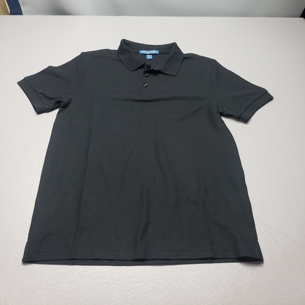 port authority boys size large black polo collar short sleeve shirt